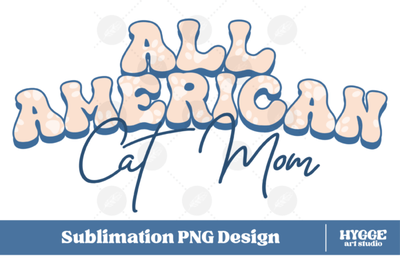All American 4th of July USA Cat Mom PNG Graphics and Illustrations