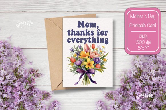 Mothers Day Card Thank You Mom Happy Graphics and Print Templates Review