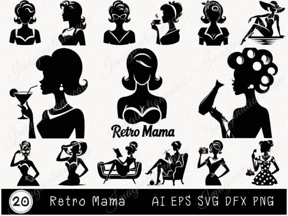 Retro Mama Svg, Mother s Day Silhouette Graphics and Illustrations