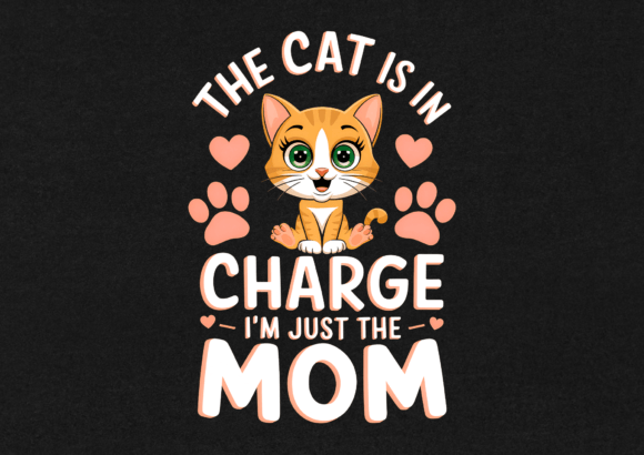The Cat is in Charge T-Shirt Design Graphics for Editorial Use